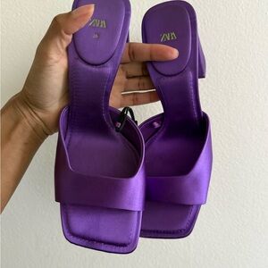 Zara satin blocked heels